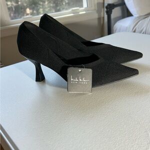 Nicole Miller Barry Knit Black Mid-Heel Pumps Heels 8M